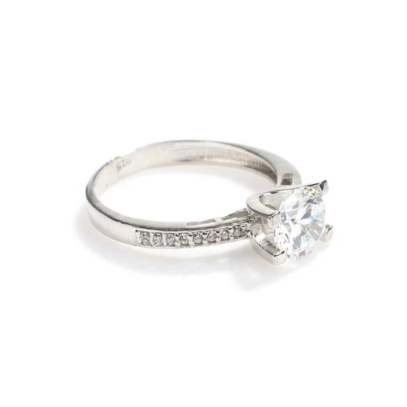 925 Ayar Gümüş 1,35 ct Görünümlü Tektaş Yüzük - Resim 6