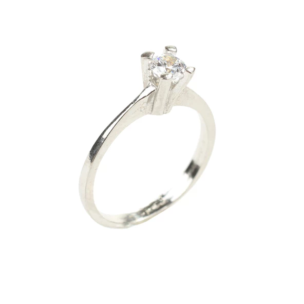 925 Ayar Gümüş 0,60 ct Görünümlü Tektaş Yüzük - Resim 3