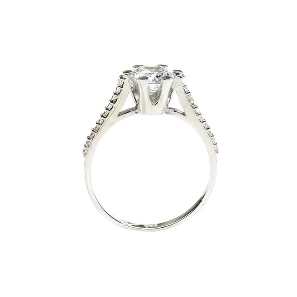 925 Ayar Gümüş 0,70 ct Görünümlü Tektaş Yüzük - Resim 3