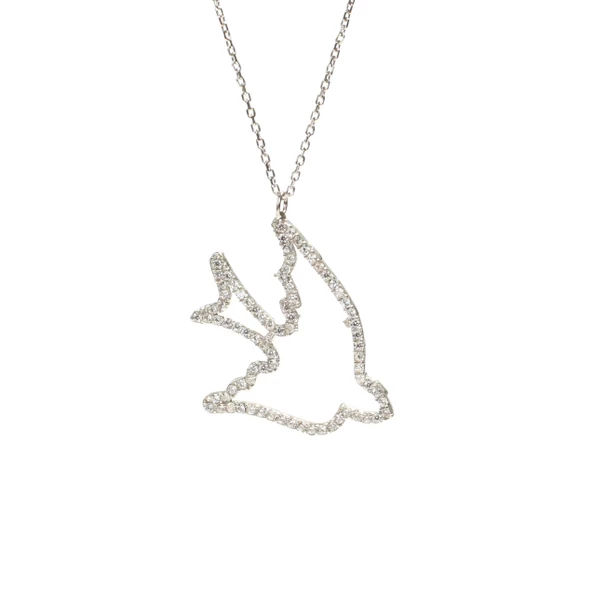 925 Ayar Gümüş Taşlı Martı Kolye - Resim 6