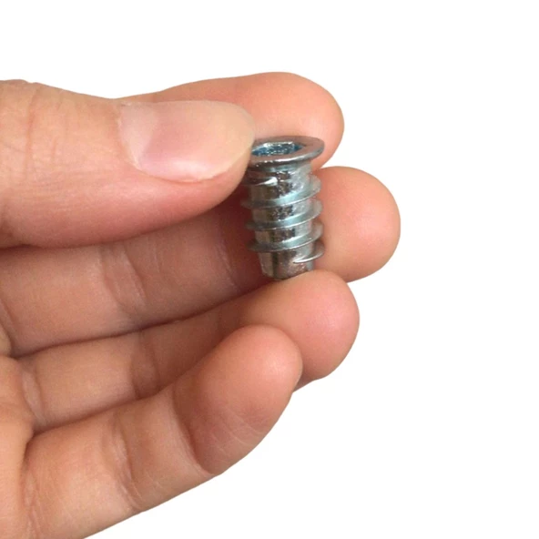Metal Düz Dişli Dübel Ahşap Dübeli M6 8x16 Diş Çinko Mobilya Bağlantı Ünite Birleştirme (50 ADET) - 2