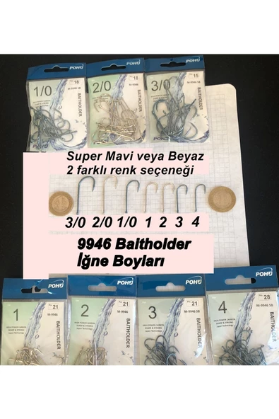 Uzun Pa.la Delikli Sap 2 Numara 21'li Paket Parlak Mavi M-9946 Sb Baitholder Olta Iğnesi - 3
