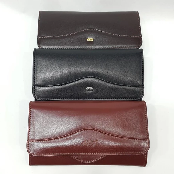 Siyah Renk Çok Bölmeli Bayan Deri Cüzdan - 4