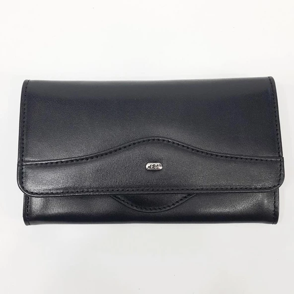 Siyah Renk Çok Bölmeli Bayan Deri Cüzdan - 6