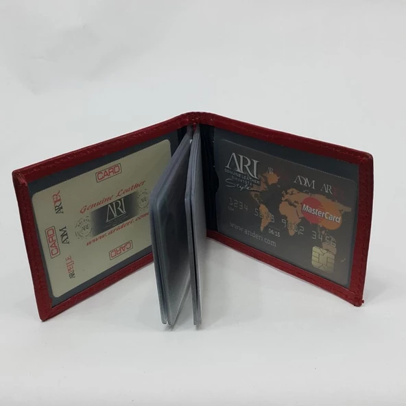 Siyah-Taba-Kahve-Kırmızı Renkte Arkası Kart Bölmeli Dikey Model Hakiki Deri Kartlık - 3