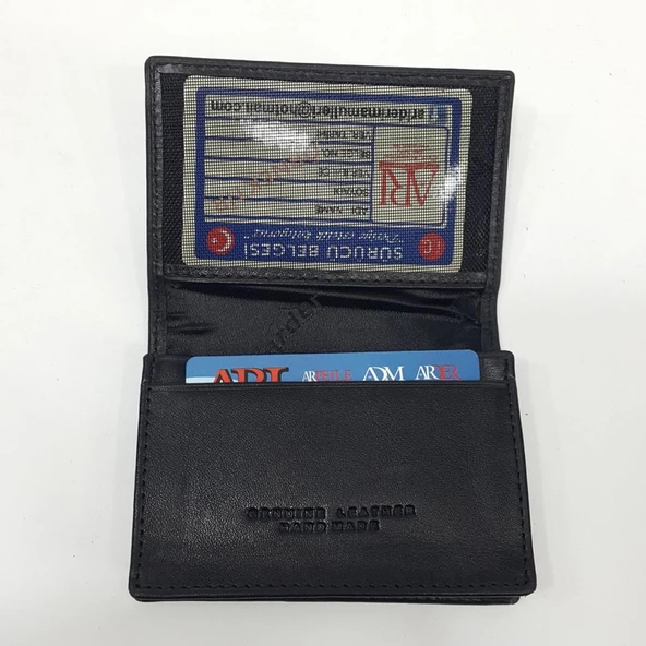 Siyah-Taba-Kahve Renkte Yatay Model Hakiki Deri Kapaklı Kartlık - 12