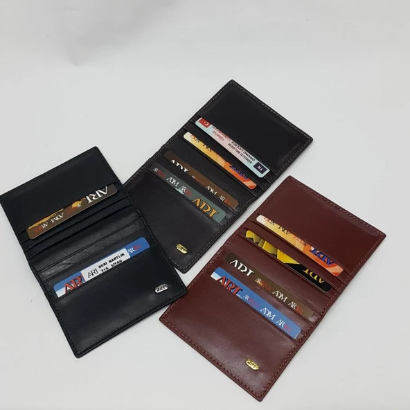 Siyah-Taba-Kahve Renkte Yatay Model Hakiki Deri Düz Tasarım Kartlık - 10