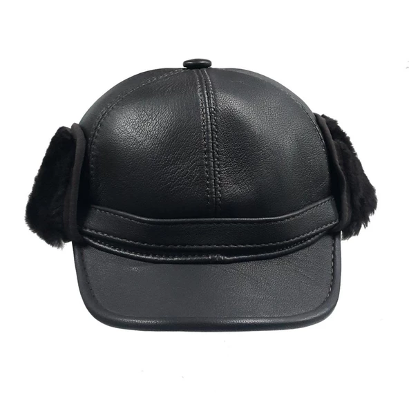 Kısa Kulaklıklı Yana Çıtçıtlanabilen Siperli Kürk Şapka - 9