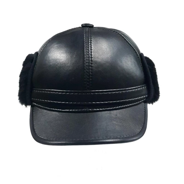 Kısa Kulaklıklı Yana Çıtçıtlanabilen Siperli Kürk Şapka - 2
