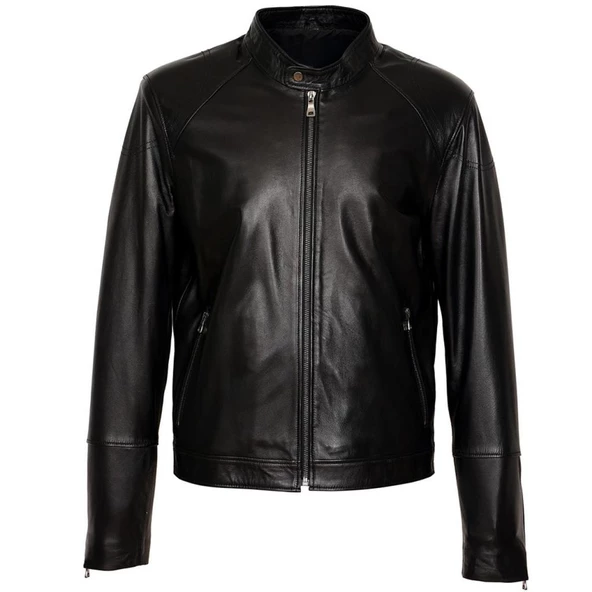 Slim Fit Kesim Sade Ve Spor Erkek Deri Mont