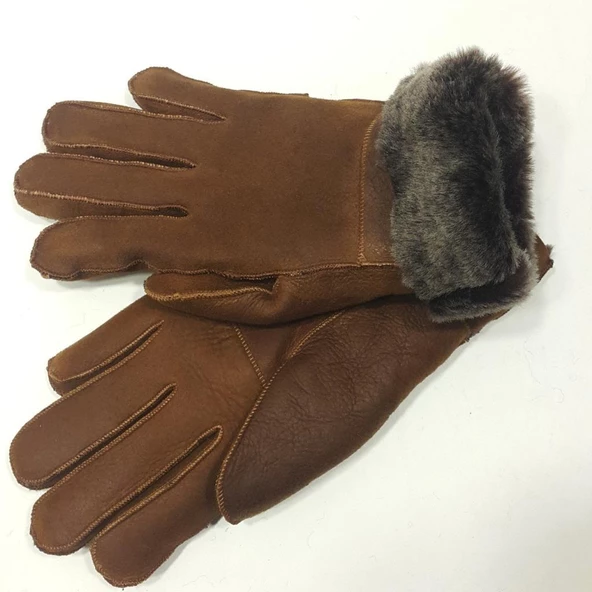 Taba Renk Komple Koyun Kürklü Erkek Eldiven - 6