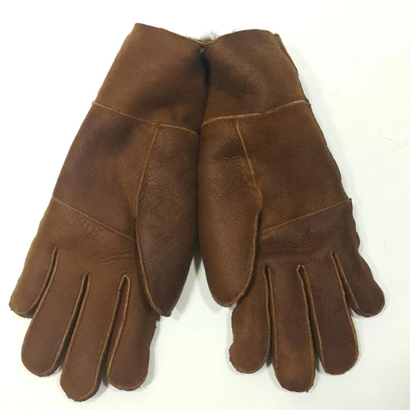 Taba Renk Komple Koyun Kürklü Erkek Eldiven - 12