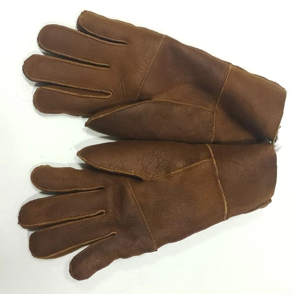 Taba Renk Komple Koyun Kürklü Erkek Eldiven - 7