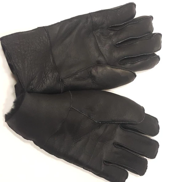 Kahverengi Komple Koyun Kürklü Erkek Eldiven - 4