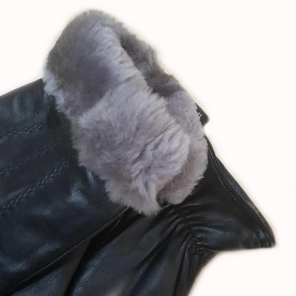 Siyah Komple Koyun Kürklü Erkek Eldiven - 9