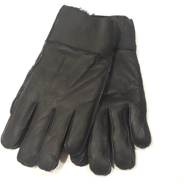 Kahverengi Komple Koyun Kürklü Erkek Eldiven - 5