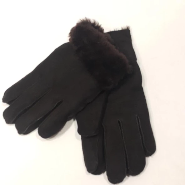 Kahverengi Komple Koyun Kürklü Bayan Eldiven - 12