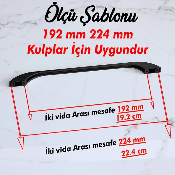 Ezgi Kulp 192 mm Siyah Metal Mutfak Mobilya Çekmece Mutfak Dolap Dolabı Kulpları Kapak Kulbu 19.2 cm - Resim 3