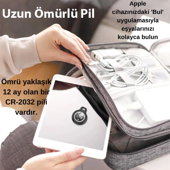 Polham Apple Lisanslı Akıllı Takip, Kayıp Cihazı Air Tag Kedi Köpek Araç Bavul Kayıp Bulma Cihazı - 4
