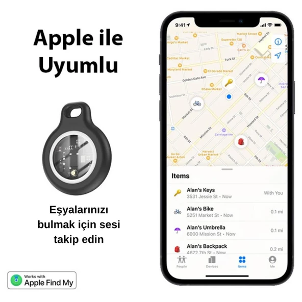 Polham Apple Lisanslı Akıllı Takip, Kayıp Cihazı Air Tag Kedi Köpek Araç Bavul Kayıp Bulma Cihazı - 2