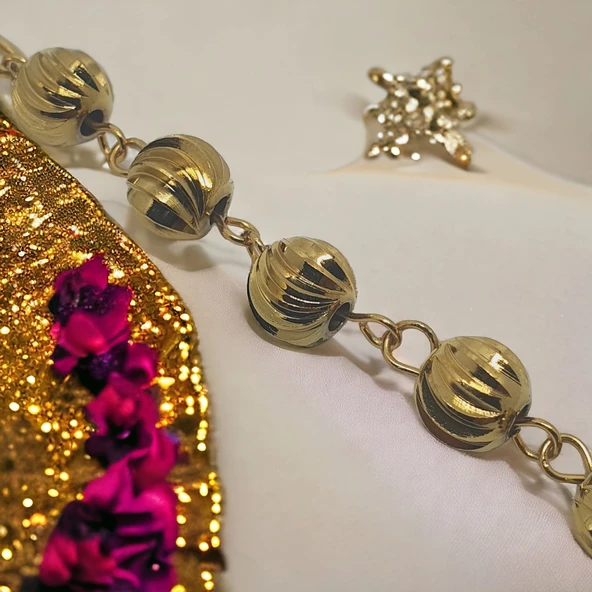 Toplu Bileklik Altın Rengi Görünümlü, Boy Ayarlı Paslanmaz Çelik - Resim 2