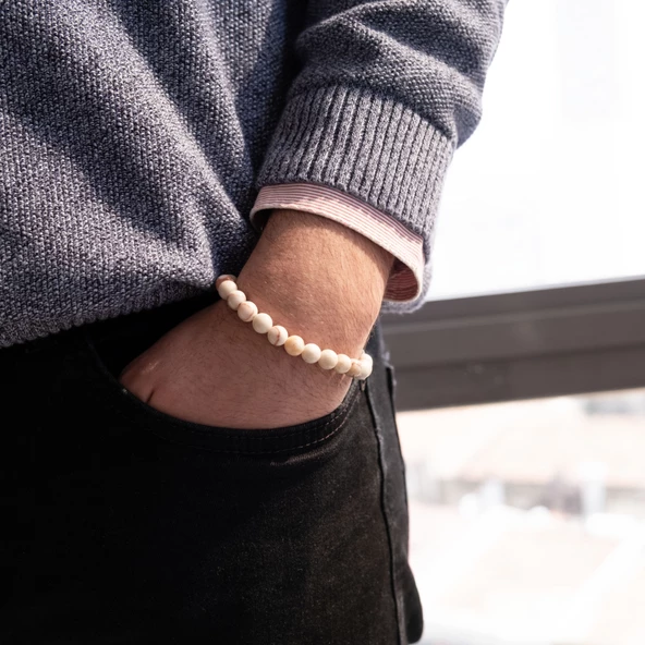 Damarlı Akik Doğal Taş Erkek Bileklik EBLK-473 - 2