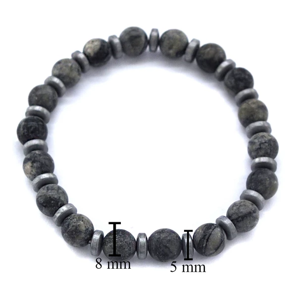 Gri Jasper Doğal Taş Erkek Bilekliği EBLK-485 - Resim 4
