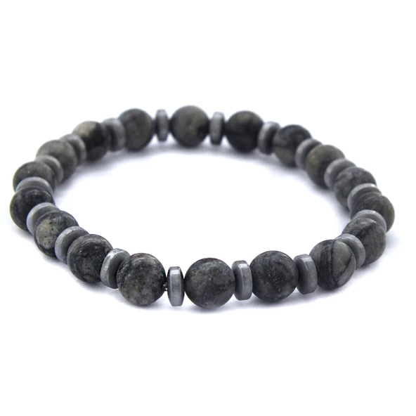 Gri Jasper Doğal Taş Erkek Bilekliği EBLK-485 - Resim 3