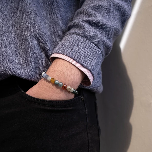 Çakra Doğal Taş Erkek  Bileklik EBLK-486 - Resim 2