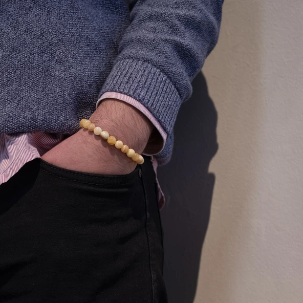 Sarı Opal Doğal Taş Erkek Bileklik EBLK-496 - 2