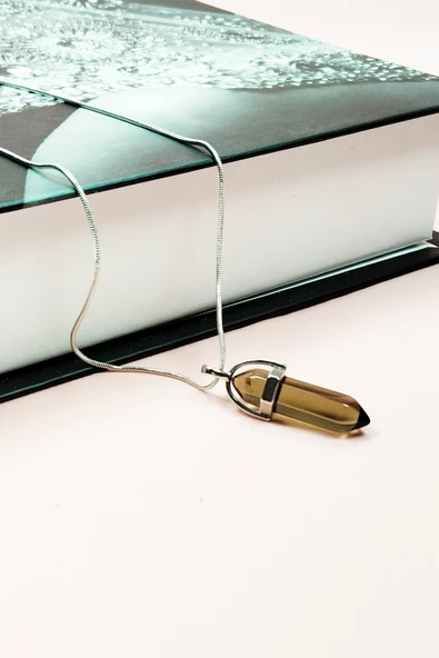 Dumanlı Kuvars Doğal Taşı Zincirli El Yapımı Tasarımlı Kolye Uç: 3,5 cm Zincir: 20 cm Kutulu - 4