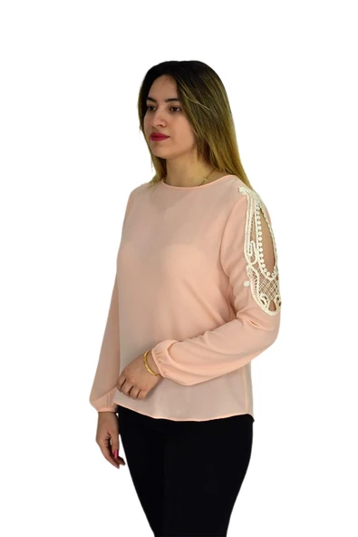 Kadın Kol Güpürlü Bluz Ry-17570 - Resim 3