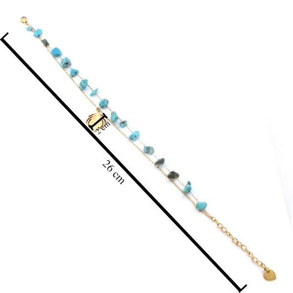 Doğal Taşlı Yaprak Model Halhal HAL-184 - 3