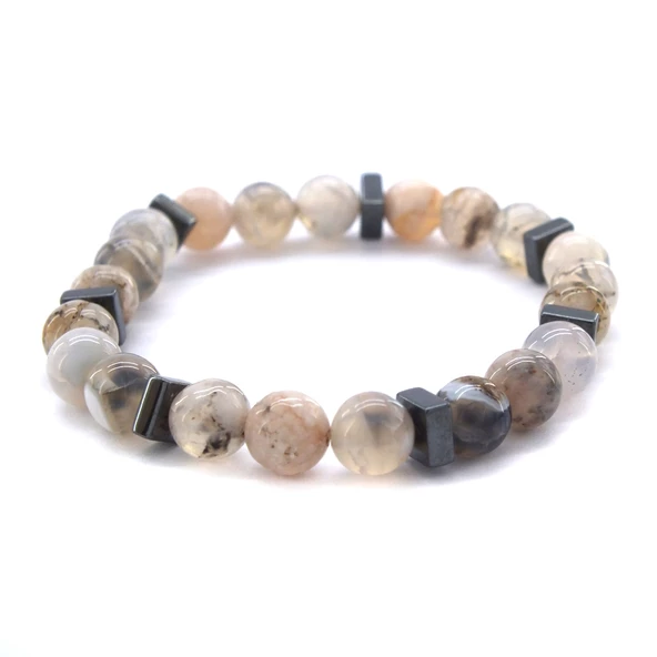 Akik Doğal Taş Erkek Bileklik EBLK-480 - Resim 4