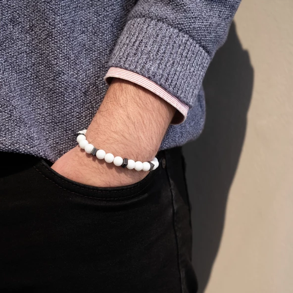 Selenit Doğal Taş Erkek Bileklik EBLK-482 - 2