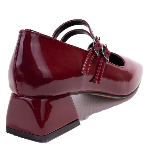 Dagoster DZA07-1181403 Bordo Rugan Klasik Topuklu Kadın Ayakkabı - Resim 4