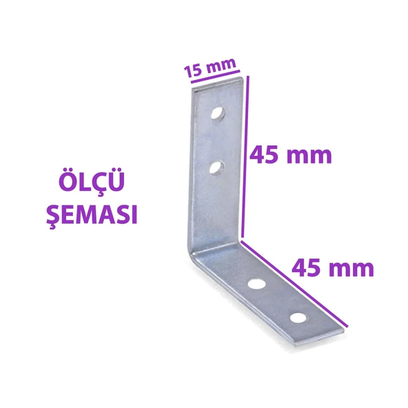 8 Adet Mobilya Eşya Dolap Duvar Sabitleyici Köşe Bağlantı L Demir Gönye Deprem Güvenliği 45x45x15mm - 4