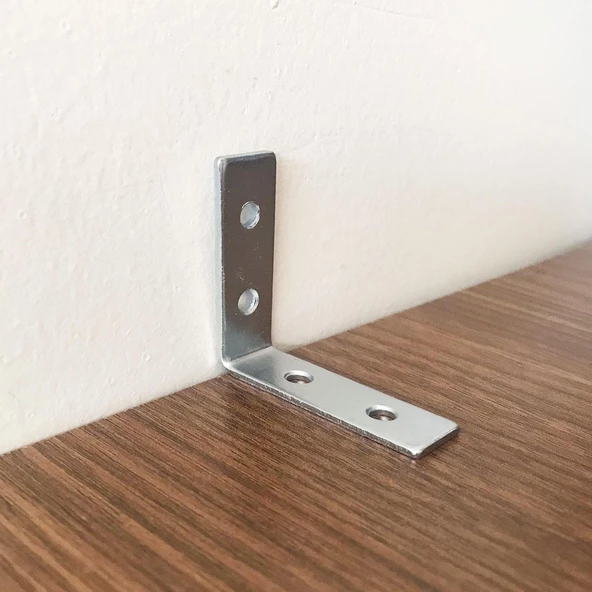 8 Adet Mobilya Eşya Dolap Duvar Sabitleyici Köşe Bağlantı L Demir Gönye Deprem Güvenliği 45x45x15mm - 3