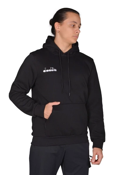Diadora Bergamo - Erkek Siyah Pamuklu Spor Sweatshirt - DDBER1030016 - 2