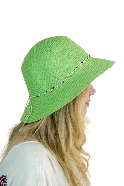 Kadın Doğal Taş Şeritli Şapka 3070 - 6