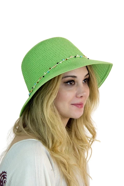 Kadın Doğal Taş Şeritli Şapka 3070