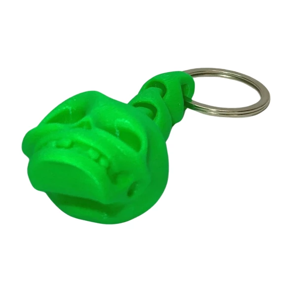 3D Kuru Kafa Anahtarlık - Neon Yeşili - Resim 3