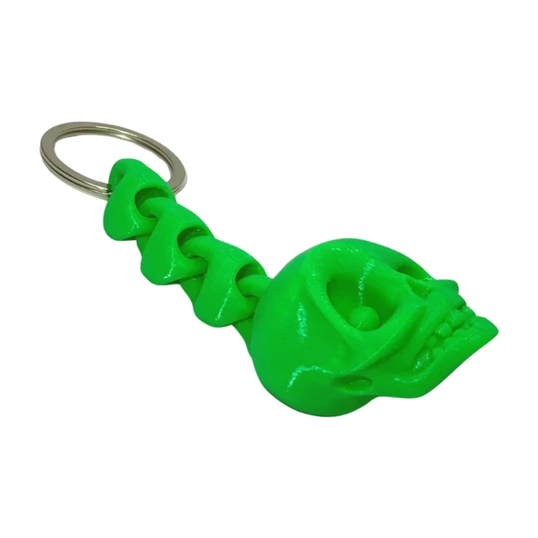3D Kuru Kafa Anahtarlık - Neon Yeşili - Resim 4