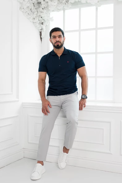 Paul Martin Fermuarlı Polo Yaka %100 Pamuk Regular Fit T-shirt - Resim 12