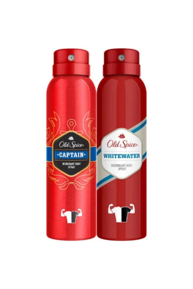 Old Spice Deodorant Seti White Water Deodorant Sprey 150 ml Ve Captain Deodorant Sprey 150 ml