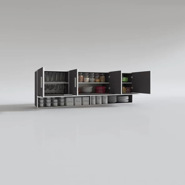 Kenzlife hazır mutfak perenna gri 060*180*32 mutfak banyo dolabı kapaklı raflı - 2