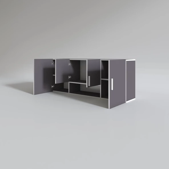 Kenzlife hazır mutfak floro32 gri 060*150*32 mutfak banyo dolabı kapaklı raflı - 2