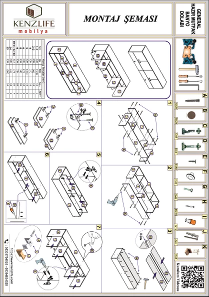 Kenzlife hazır mutfak general gri 060*150*32 mutfak banyo dolabı kapaklı raflı - Resim 5