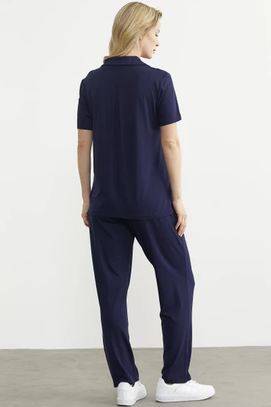 Nakış Detaylı Gömlek Pantolon Takım - Lacivert - 6