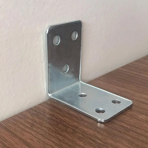 Mobilya Eşya Dolap Duvar Sabitleyici Köşe Bağlantı L Demir Gönye Deprem Güvenliği 45x45x30mm - Resim 4
